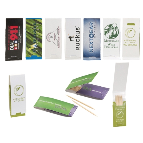 Toothpick Booklet w/7 Toothpicks & 4 Color Process Printing (CMYK)