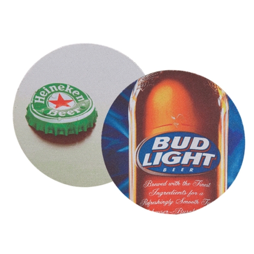 Round Soft Rubber & Jersey Skid Resistant Neoprene Coaster w/ Full Color Dye Sublimation