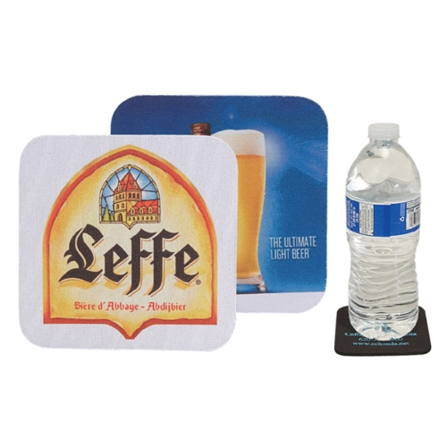 Square Soft Rubber & Jersey Skid Resistant Neoprene Coaster w/ Full Color Dye Sublimation