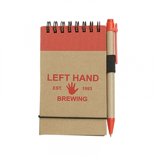 Clearance Item! Mini Recycled Spiral Notebook w/Matching Colored Pen