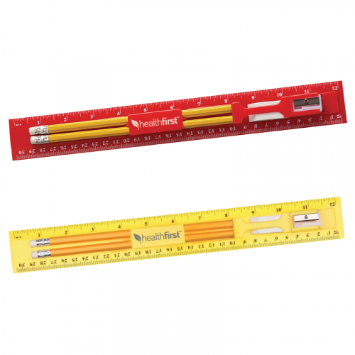 Clearance Item! 12 Inch Plastic Ruler Stationery Kit with Pencil, Eraser and Sharpener