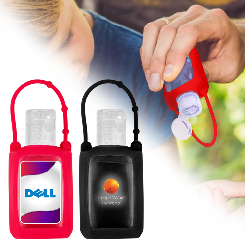 1 oz. Silicone Travel Sleeve Keychain Holder with Hand Sanitizer