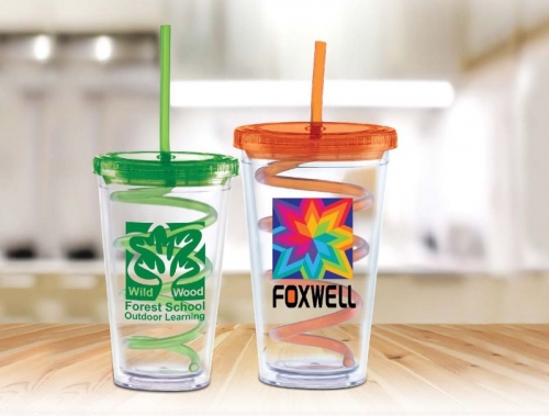 Carnival Cups Colored Curly Straw, Color Lid