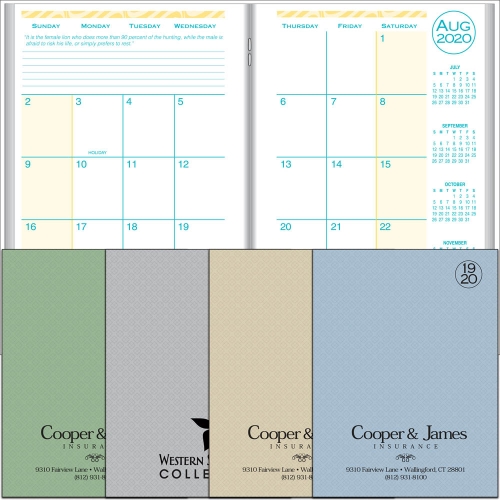 2020 Academic Desk Monthly Planner w/ Printed Weave Cover 