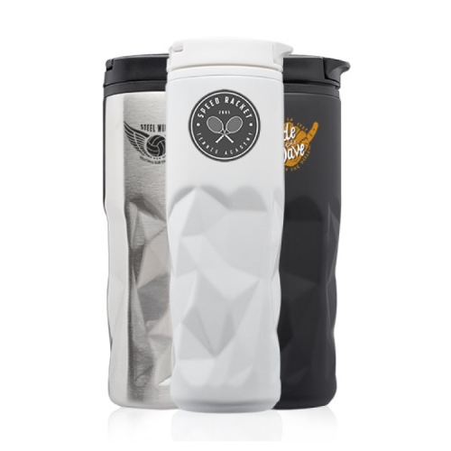 13.5 oz. Stainless Steel Travel Mugs with Geometric Pattern - BPA Free