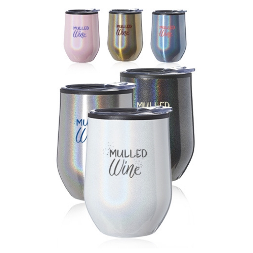 12 oz. Iridescent Stemless Wine Glasses with Lid