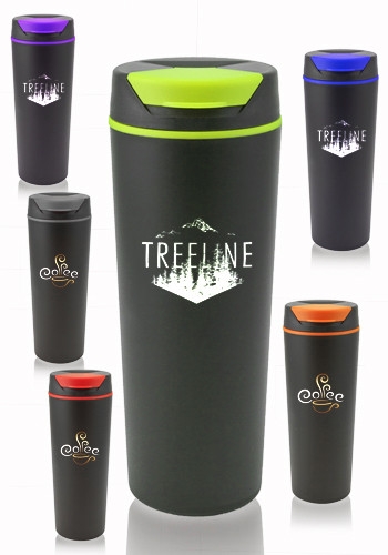 18 oz Double Wall Plastic Travel Mug with Two Tone Accent Top