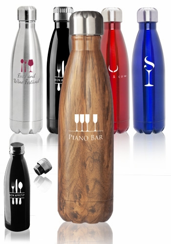 17 oz Stainless Steel Levian Cola Shaped Bottles