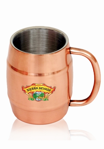 14 oz Ankara Copper Coated Stainless Steel Moscow Mule Barrel Mug