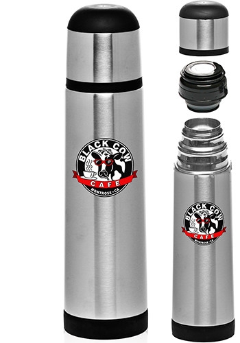 25 oz Black Band Stainless Steel Vacuum Flask