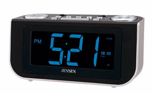 Interactive AM/FM Talking Dual Alarm Clock Radio with Voice Recognition