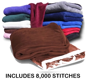 Brown Micro Plush Coral Fleece Blanket - Embroidered