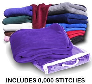 Purple Micro Plush Coral Fleece Blanket - Embroidered