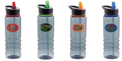 24 oz. Ribbed Tritan Water Bottle with Straw and Full Color Imprint