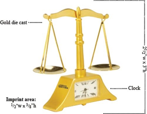 Die Cast Scale of Justice Clock