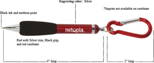 Metal Pen with Carabiner