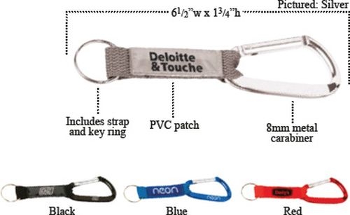 Key Tag Carabiner with Strap and PVC Patch