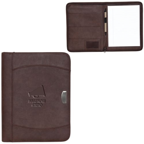 Zippered Notebook Portfolio: Brown