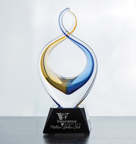 Gold/Blue Zola Twist Crystal Award