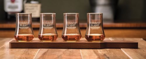 5 Piece Bourbon Tasting Set w/ 4 Glasses & Serving Board