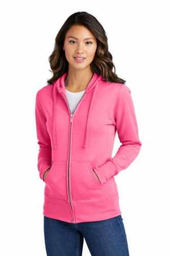Port & Company Ladies Core Fleece Full-Zip Hooded Sweatshirt. 
