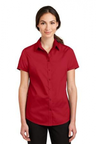 Port Authority Ladies Short Sleeve SuperPro Twill Shirt. 