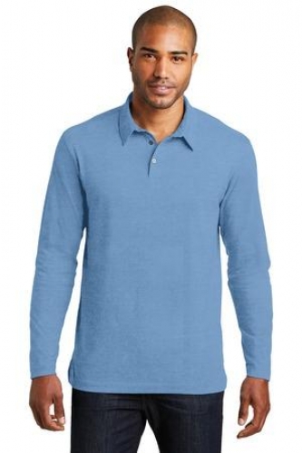 DISCONTINUED Port Authority Long Sleeve Meridian Cotton Blend Polo. 