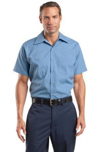 Red Kap Long Size  Short Sleeve Striped Industrial Work Shirt. 