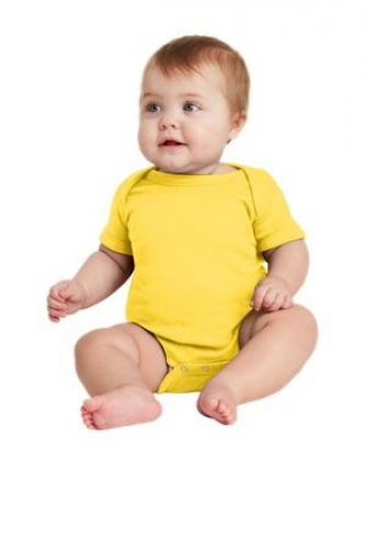 Rabbit Skins Infant Short Sleeve Baby Rib Bodysuit. 
