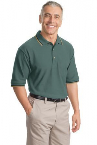 DISCONTINUED Port Authority Cool Mesh Polo with Tipping Stripe Trim. 