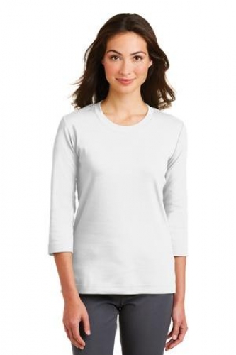 DISCONTINUED Port Authority Ladies Modern Stretch Cotton 3/4-Sleeve Scoop Neck Shirt. 