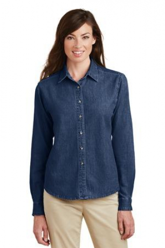 Port & Company - Ladies Long Sleeve Value Denim Shirt. 