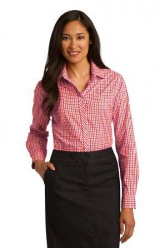 Port Authority Ladies Long Sleeve Gingham Easy Care Shirt. 
