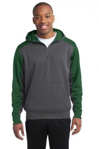 Sport-Tek Tech Fleece Colorblock 1/4-Zip Hooded Sweatshirt. 