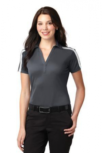 Port Authority Ladies Silk Touch Performance Colorblock Stripe Polo. 