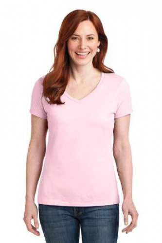 Hanes Ladies Perfect-T Cotton V-Neck T-Shirt. 