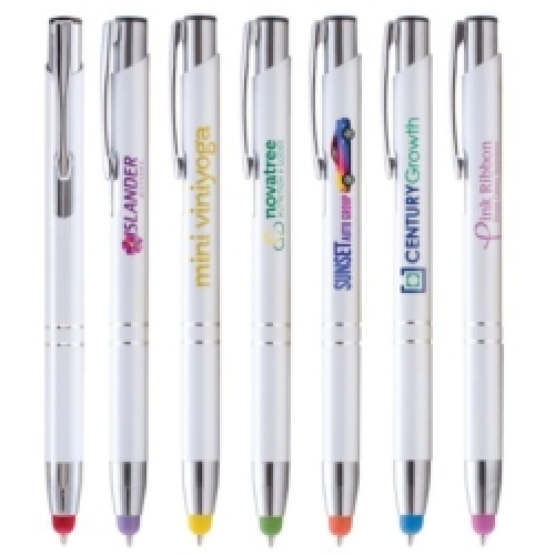 Tres-Chic Brights w/Stylus - Full-Color Metal Pen