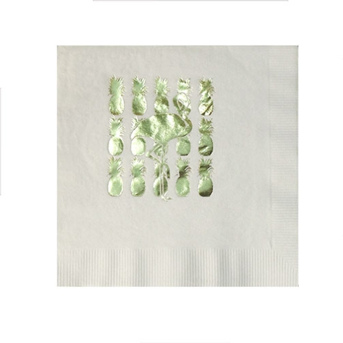 Foil Stamped 3 Ply White Luncheon Napkin