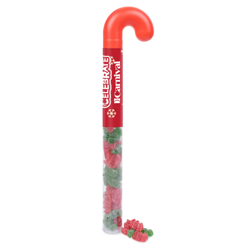 Holiday Candy Cane Tube with Sour Gummy Bears
