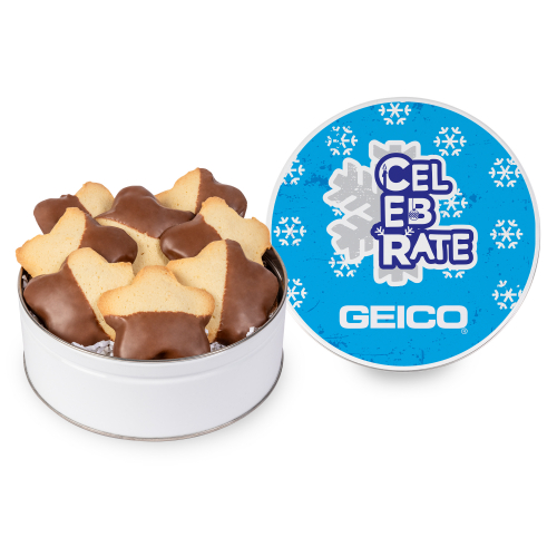 Chocolate Dipped Star Cookie in Gift Tin