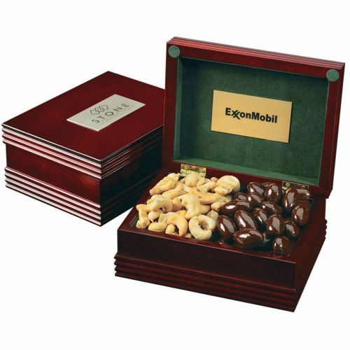 2 Confection Deluxe Mahogany Finish Box w/ Engraved Plate