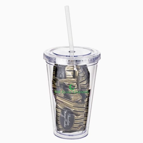 16 Oz. Clear Acrylic Tumbler W/Wrapped Gourmet Cookies (10 Piece)