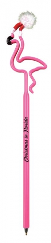 Flamingo With Santa Hat Multi-Color Inkbend Standard, Bent Pen