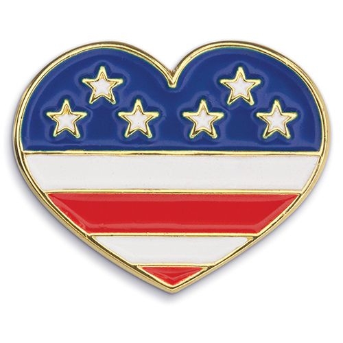 Heart W/ Flag Patriotic Lapel Pin
