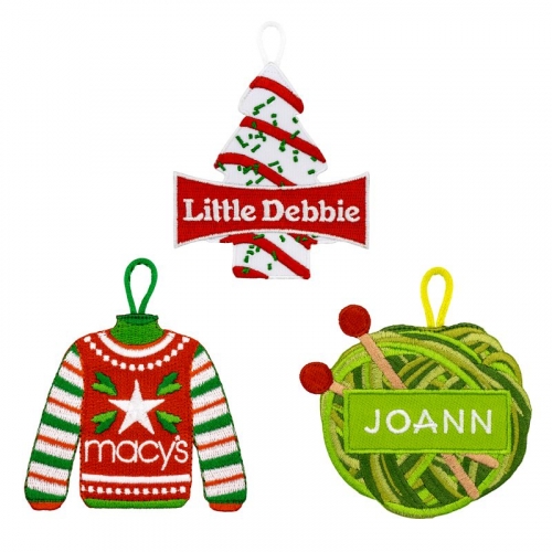 Custom Embroidered Holiday Ornaments (3