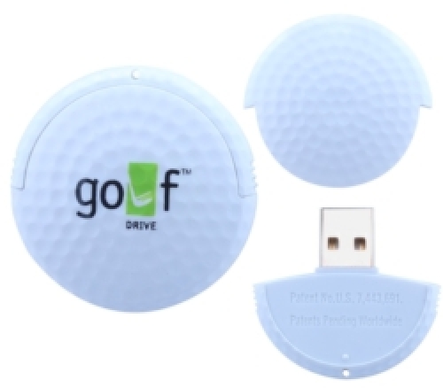 Golf Ball USB Flash Drive with Key Loop, 16GB