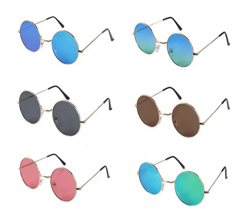 Round Frame Metal Sunglasses with Colored Lenses
