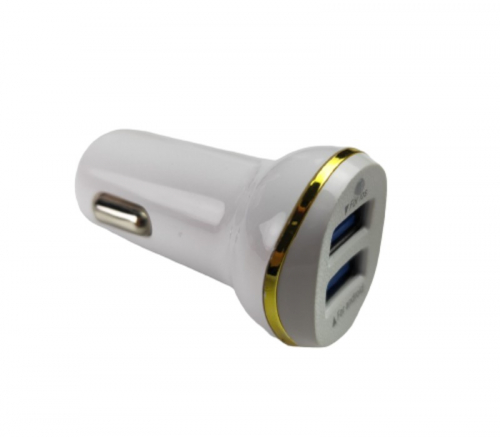 Dual Port USB Car Charger with Metal Lining