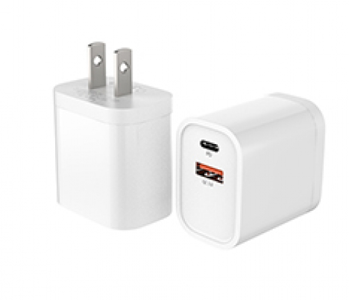 Dual Port USB Wall Plug Charger - PD 18W + QC3.0