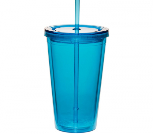 Clear Acrylic Tumbler with Lid and Straw, 16 oz.